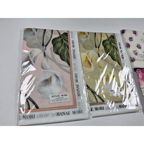 Hanae Mori Lot Of 4 Handkerchief Neckerchief Bandana Scarf - Picture 2 of 4